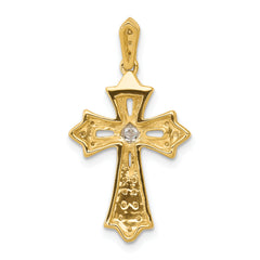 10K 1/6ct. Diamond Fleur de Lis Cross Pendant