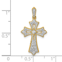 10K 1/6ct. Diamond Fleur de Lis Cross Pendant