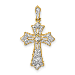 10K 1/6ct. Diamond Fleur de Lis Cross Pendant
