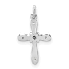 10K White Gold .03ct. Diamond Cross Charm