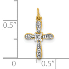 10K and Rhodium .03ct. Diamond Cross Charm