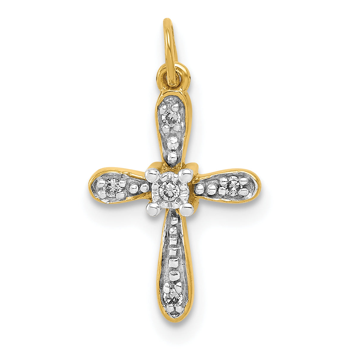 10K and Rhodium .03ct. Diamond Cross Charm