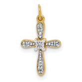 10K and Rhodium .03ct. Diamond Cross Charm