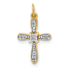 10K and Rhodium .03ct. Diamond Cross Charm