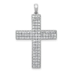 14k White Gold 1 carat Lab Grown Diamond VS/SI+ G+ Complete Latin Cross Pendant