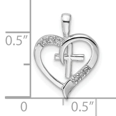 14k White Gold Heart Cross Pendant Mounting (No Stone Included)