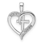 14k White Gold Heart Cross Pendant Mounting (No Stone Included)