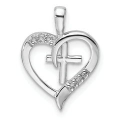 14k White Gold Heart Cross Pendant Mounting (No Stone Included)