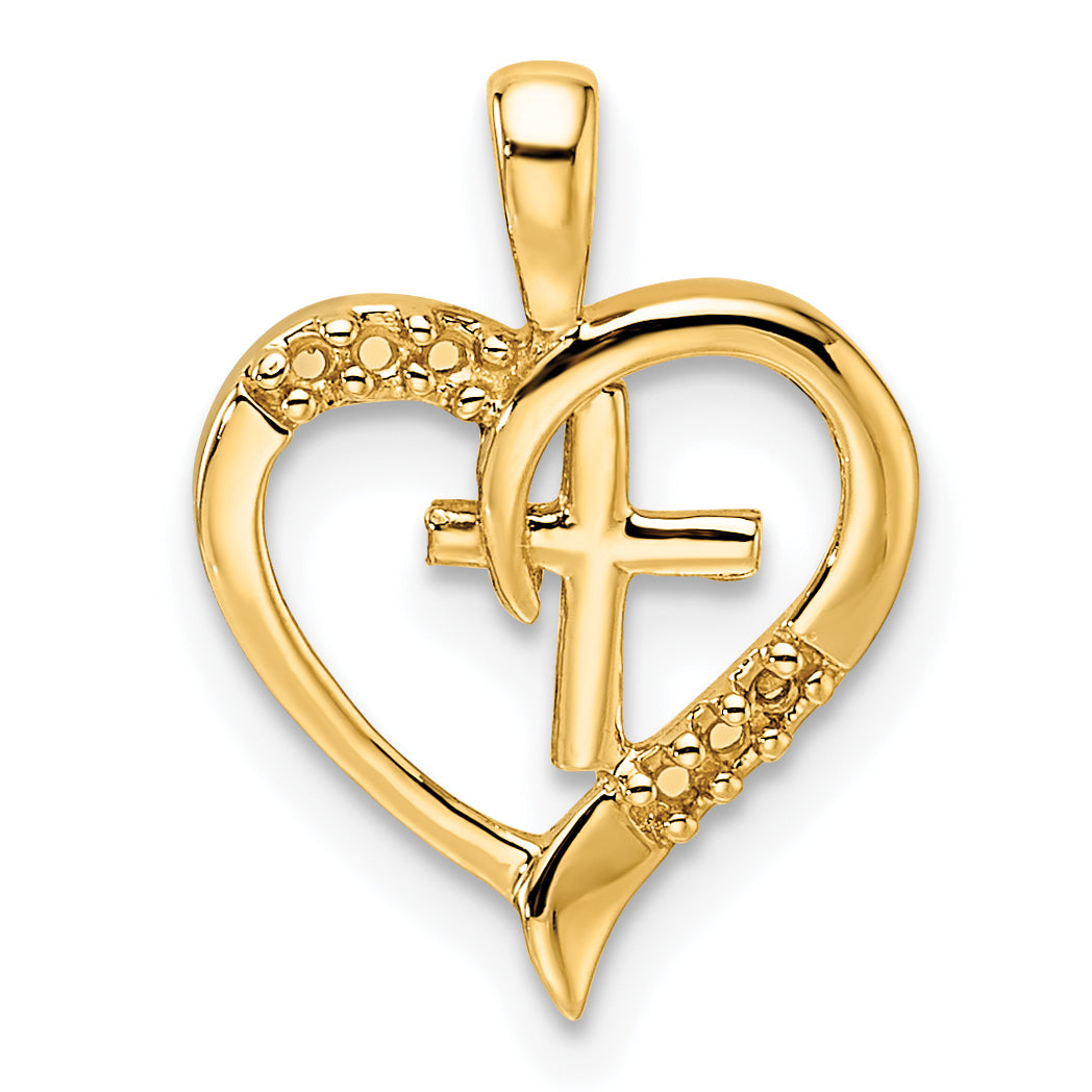 14k Heart Cross Pendant Mounting (No Stone Included)
