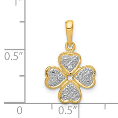 14k Diamond Four Leaf Clover Pendant