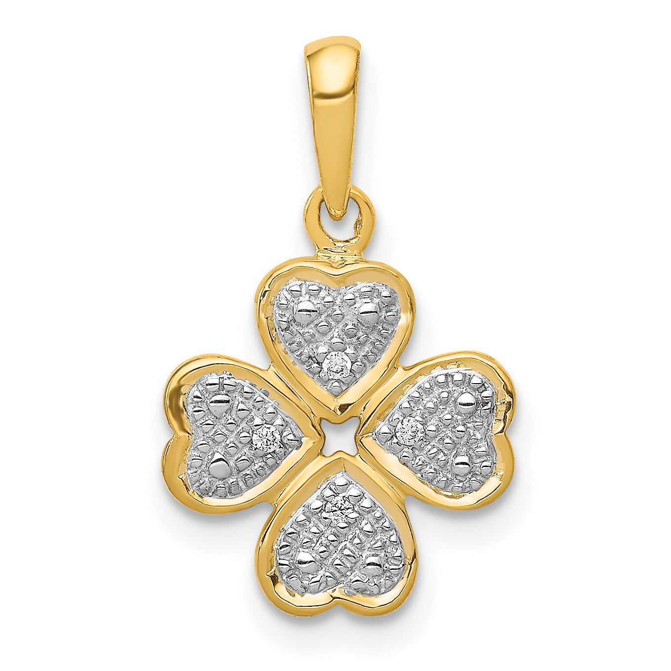 14k Diamond Four Leaf Clover Pendant
