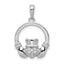 14k White Gold 1/8 carat Lab Grown Diamond VS/SI+ G+ Complete Circle Claddagh Pendant