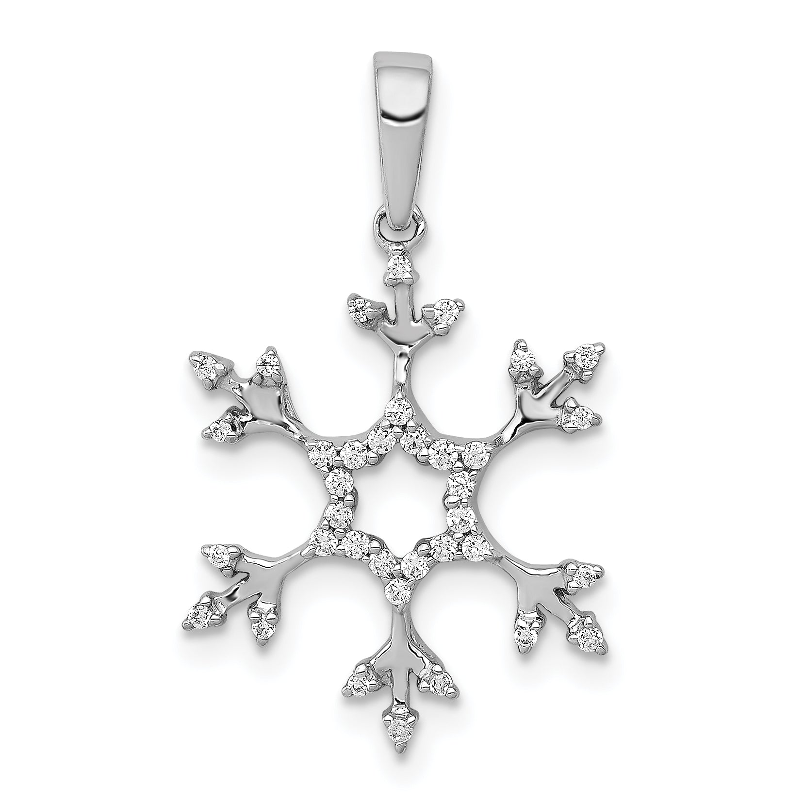 14k White Gold 1/6 carat Diamond Snowflake Pendant