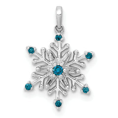 14k White Gold 1/10 carat Blue and White Diamond Snowflake Pendant