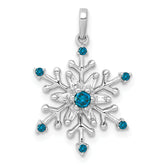 14k White Gold 1/6 carat Blue and White Diamond Snowflake Pendant