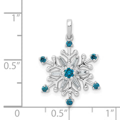 14k White Gold 1/4 carat Blue and White Diamond Snowflake Pendant