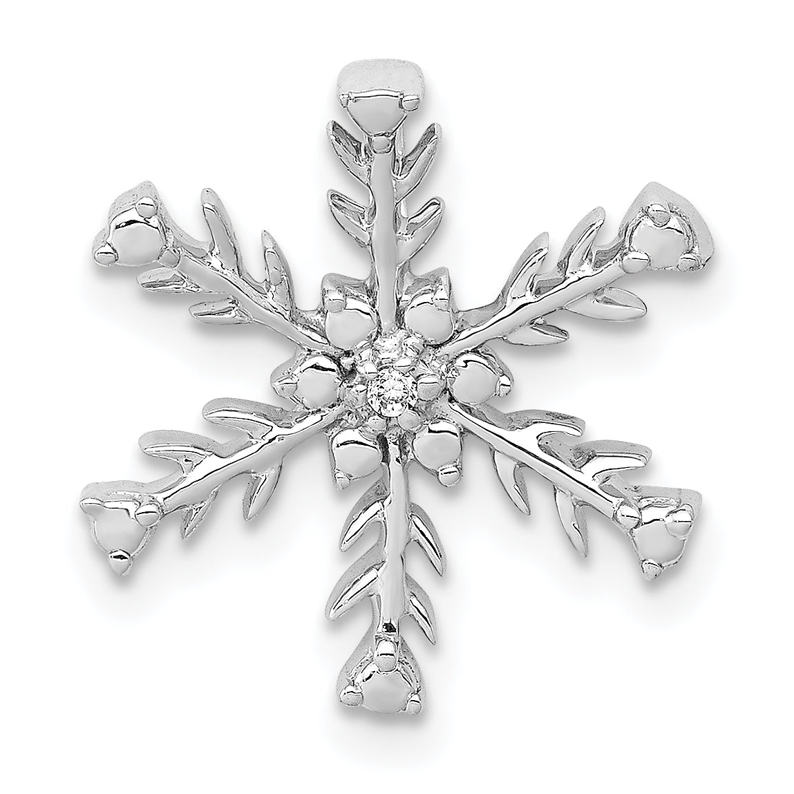 14k White Gold Diamond Snowflake Chain Slide