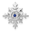14k White Gold Vibrant Moving Sapphire Snowflake Chain Slide
