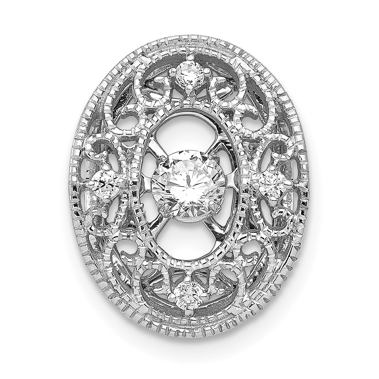 14k White Gold 1/4 carat Lab Grown Diamond VS/SI+ G+ Vibrant Oval Chain Slide Pendant