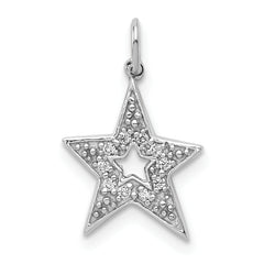 14k White Gold 1/20 carat Diamond Star Charm