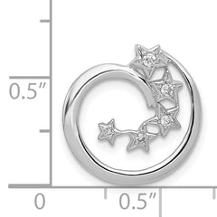 14k White Gold 1/15 carat Diamond Stars Chain Slide
