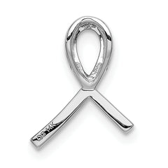 14k White Gold 1/10 carat Diamond Awareness Ribbon Chain Slide