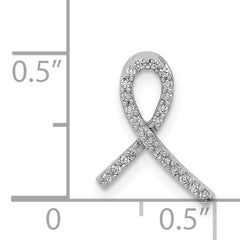 14k White Gold 1/10 carat Diamond Awareness Ribbon Chain Slide