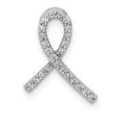 14k White Gold 1/10 carat Diamond Awareness Ribbon Chain Slide