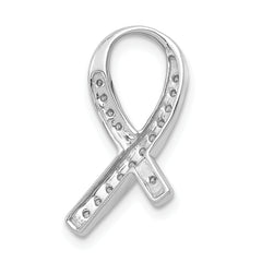 14k White Gold 1/8 carat Diamond Awareness Ribbon Chain Slide