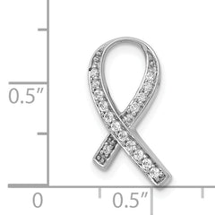 14k White Gold 1/8 carat Diamond Awareness Ribbon Chain Slide