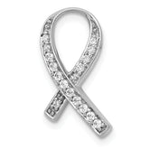 14k White Gold 1/8 carat Diamond Awareness Ribbon Chain Slide