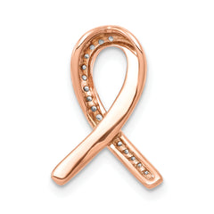 14k Rose Gold Diamond Awareness Ribbon Chain Slide