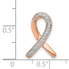 14k Rose Gold Diamond Awareness Ribbon Chain Slide