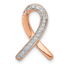 14k Rose Gold Diamond Awareness Ribbon Chain Slide