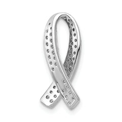 14k White Gold 1/3 carat Diamond Awareness Ribbon Chain Slide