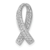 14k White Gold 1/3 carat Diamond Awareness Ribbon Chain Slide
