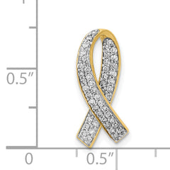 14k 1/3 carat Diamond Awareness Ribbon Chain Slide