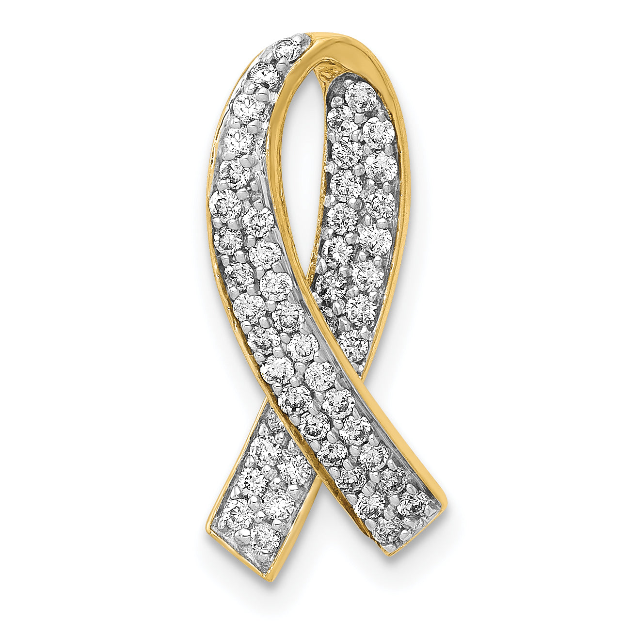 14k 1/3 carat Diamond Awareness Ribbon Chain Slide
