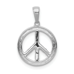 14k White Gold 1/10 carat Diamond Peace Sign Pendant