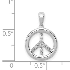 14k White Gold 1/10 carat Diamond Peace Sign Pendant