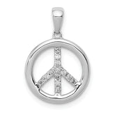 14k White Gold 1/10 carat Diamond Peace Sign Pendant