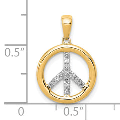 14k 1/10 carat Diamond Peace Sign Pendant