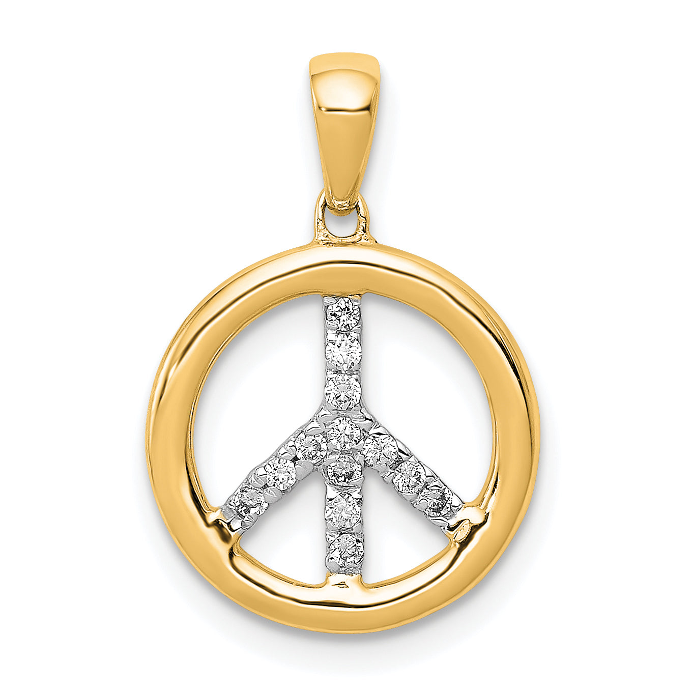 14k 1/10 carat Diamond Peace Sign Pendant