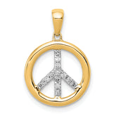 14k 1/10 carat Diamond Peace Sign Pendant