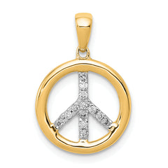14k 1/10 carat Diamond Peace Sign Pendant