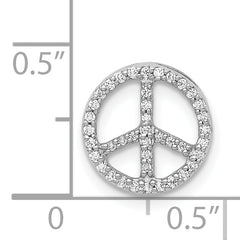 14k White Gold 1/6 carat Diamond Peace Sign Chain Slide