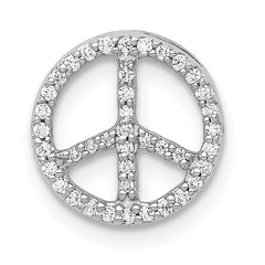 14k White Gold 1/6 carat Diamond Peace Sign Chain Slide