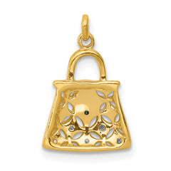 14k and White Rhodium Diamond Handbag Charm