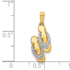 14k and White Rhodium Diamond Flip Flops Charm
