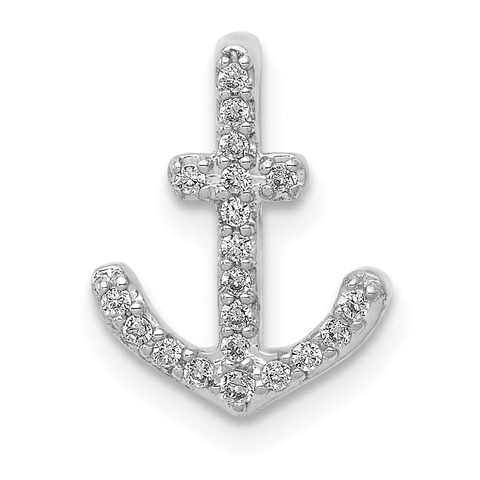 14k White Gold 1/10 carat Diamond Anchor Chain Slide